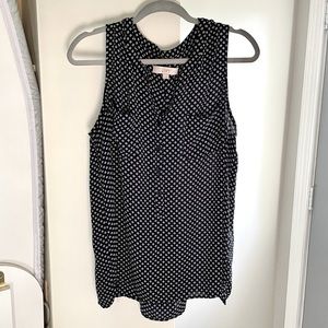 LOFT Patterned Blouse in Navy